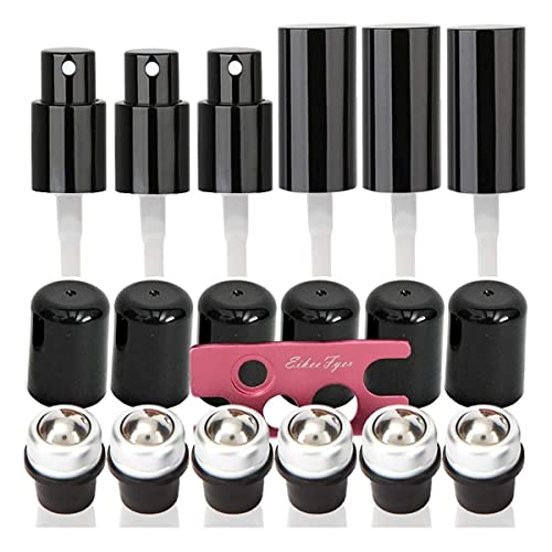 Essential Oil Roller Fitments,Roller Tops for Essential Oil Bottles,10 Pack (Metal Opener Included),Fits Directly onto 5/10/15/20/30 ml Bottles,Stainless Steel Roller Balls,Leak Proof,Diameter:1.0 cm