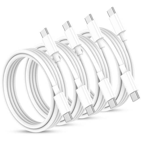 NIUBIL 4-Pack USB C to USB C Cable 60W 6ft, Long Type C to Type C Fast Charging Cord Compatible with iPhone 15/Plus/15 Pro/Pro Max, for iPad Pro/Mini 6/Air 4/5, MacBook Air and More