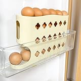 4Layers Automatic Rolling Egg Holder Rack Fridge Egg Storage Box Container Kitchen Organizer,32 * 6.5 * 8.3cm (Yellow)