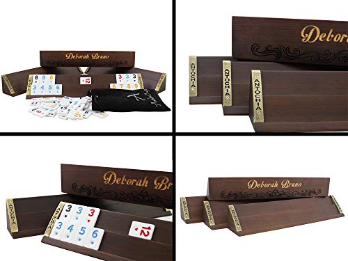 Antochia Crafts Personalized Rummy Game Complete Set - Wooden Custom Rummy Racks and Tiles