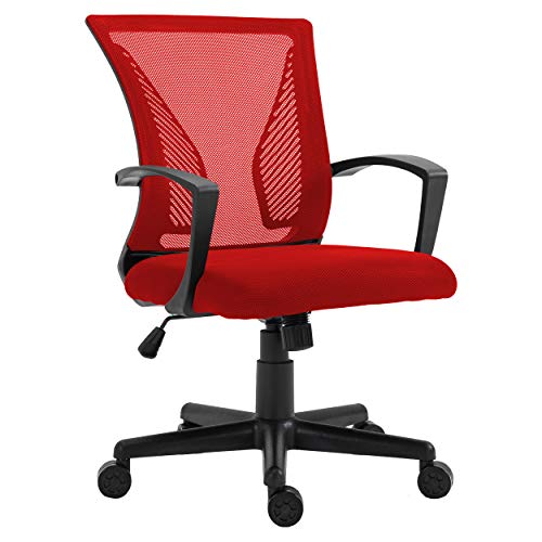 HALTER Desk Chair - Red Gaming Mesh Chair - Adjustable and Comfortable Ergonomic Chair with Armrests and Wing Lumbar Support - Ideal Gaming or Home Office Chair