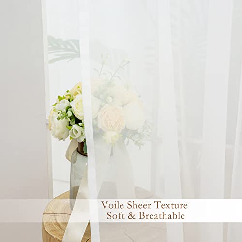 L.z.e Sheer Curtains 84 Inches Long 2 Panels Set, Pink Curtains For Living Room Bedroom Window Curtains With Tiebacks For Semi Sheer Curtains Grommet Top Home Decoration (56" W X 84" L Pink) #TOP4