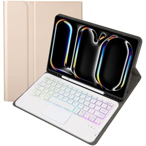 Keyboard Cover Case for iPad Pro 11-inch (M4), Wireless Bluetooth Keyboard Folio Case | Backlit Keyboard | Touch Mouse