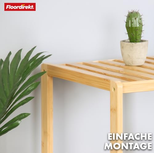 Floordirekt Bambus Regal, schmales Standregal für Badezimmer, Schlafzimmer, Wohnzimmer, Holzregal mit 4 Etagen, Regal Größe 34 x 33 x 110 cm (Lowa)