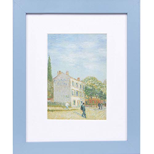 Muzilife 8X10 Wood Picture Frame Flat Display Pictures 5X7 With Mat Or 8X10 Without Mat For Wall Or Tabletop 1Pc, Blue #TOP27