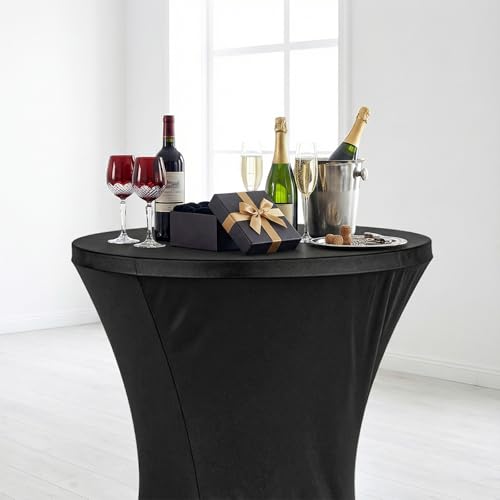Xaajooio 4 Pack Black Spandex Cocktail Table Covers, 32x43 Inch Fitted Stretch Round Table Cloth for Highboy, Party, Wedding, Bar & Banquet by Xaajooio - Image 6