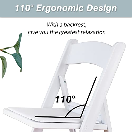Allpop Resin Folding Chair With Vinyl Padded Seat, 550Lb Capacity, Commercial Chair Set For Party Wedding Picnic Events, White #TOP4