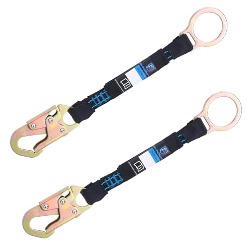 Image of 18 Inch D Ring Extender with Galvanized Steel Self Locking Snap Hook&O Ring,Heavy Duty Fall Protection Safety Harness Lanyard,OSHA /ANSI Compliant (2)