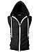 Ohoo Mens Slim Fit Sleeveless Lightweight Zip Up Hooded Sweatshirt Vest Hoodie / DCF012-BLACK-L