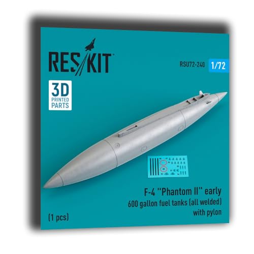 Reskit RSU72-0240 1/72 F-4 ""Phantom II Early 600-gallon (All Welded) with Pylon (1 pcs) 3D Printed, Grey