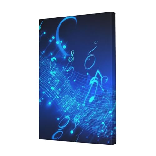 Toile murale notes de musique bleues 30x45 cm pour salon