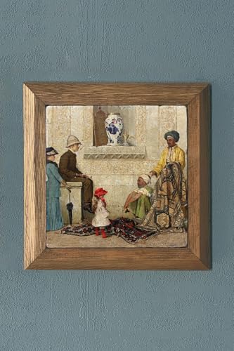 Solid Wood Framed Stone Art 28x28cm Bold Art Style Orange