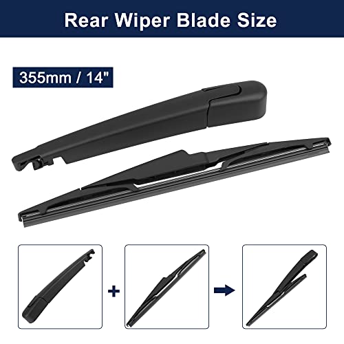 X Autohaux Rear Windshield Wiper Blade Arm Set For Kia Carens 13-19 For Kia Sportage 16-22 For Hyundai I10 13-22 #TOP1