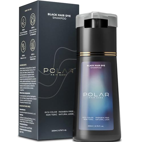 POLAR HAIR CARE Polar Haircare - Hair Dye Shampoo for Gray Hair for Women & Men (Jet Black) Natural...