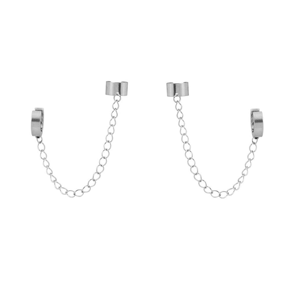 Cartilage Wide Cuff Drop Dangle Small Hoop Earrings for Women Men Boys Punk Hypoallergenic Stainless Steel Clip On Huggie Little Hoops Crawler Climbers Threader Chain Earrings Son, Metal, No Gemstone-image-24