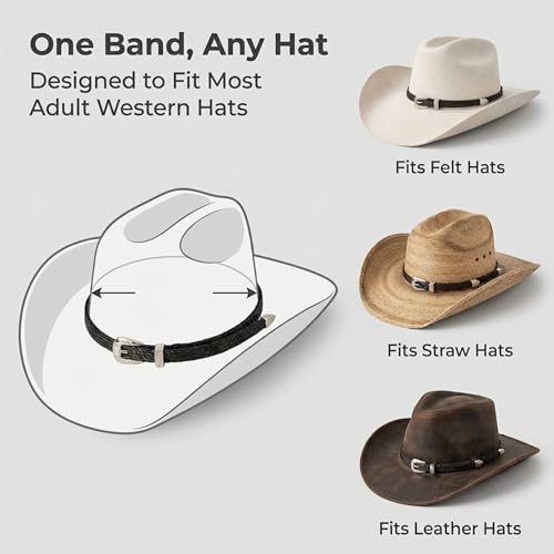 Image of Gamboa 100% Natural Horsehair Hat Bands for Cowboy and Panama Hats for Men and Women Western Hat Bands