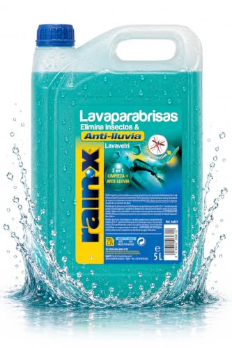 Rain-X Líquido Limpiaparabrisas Coche Anti Mosquitos - Repele la Lluvia -5L