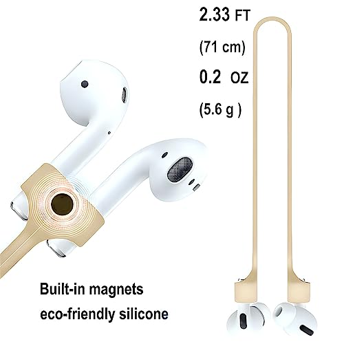 Image of LIRAMARK Magnetic Anti-Lost Strap Silicone Rope Wire Cable Connector String for AirPods Pro /Aipods Pro 2 / Airpods 1,2&3 / Earbuds (Cream)