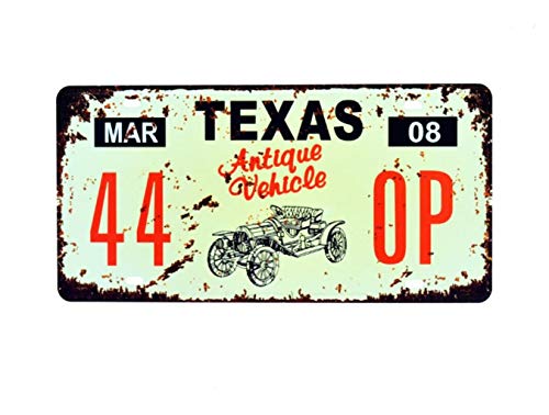 Eureya Placa de Metal hogar, cafetería, Bar, decoración de Pared, Coche, Coche, matrícula,Recuerdo,Texas 44 Op,30X15cm