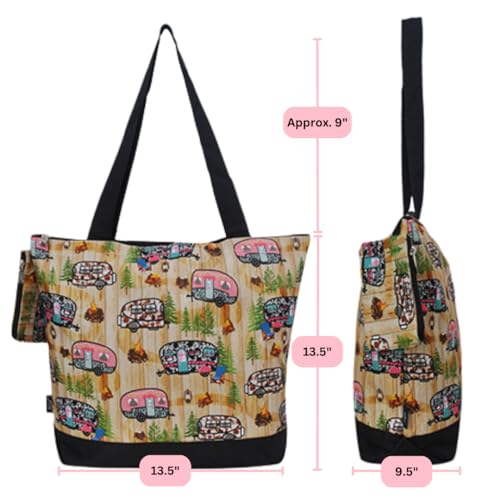 Image of NGIL Medium Top Zipper Closure Canvas Tote Bag with Attached Matching Coin Purse For Moms and Nurses