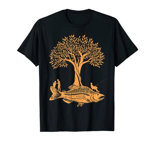 Arbre Ile Dessin Illustration Poisson Pêche Pêcheur Cadeau T-Shirt