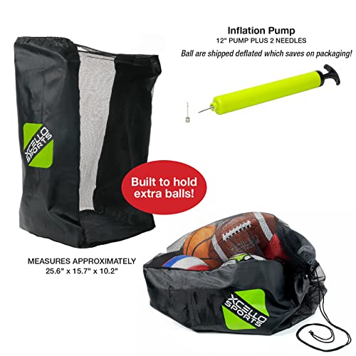 Xcello Sports Multi-Sport 5 Ball Assortment, Football, Basketball, Soccer Ball, Volleyball, And Kickball With Ball Pump And Carry Bag #TOP3