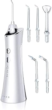 Water Flosser Professional Cordless Rechargeable Dental Oral Irrigator Ultra Water Jet for Teeth Braces Care with 5 Jet Tips 3 Modes IPX7 Waterproof 300ML Water Tank for Travel and Home Use
