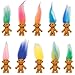 10 Stück Troll Puppen, Bunte Mini Trolle für Kinder, Partygeschenke und Bastelprojekte, 5 Zweifarbige und 5 Einfarbige Haare, 3 cm Größe