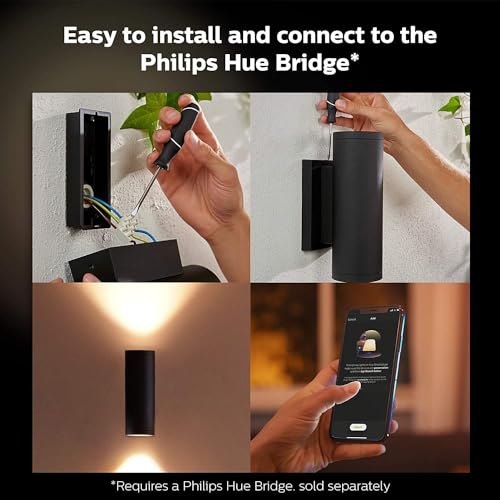 Philips Hue White & Color Ambiance Appear Outdoor Wall Light (1,180 lm), 2-Pack, dimmable Wall Light for The Hue Lighting System with 16 Million Colours, Smart Light Control via Voice or app, Black - Image 4
