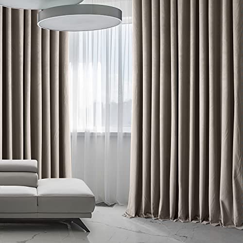 Image of HPD Half Price Drapes Signature Plush Extra Wide Velvet Blackout Curtains for Bedroom (1 Panel), 100W X 108L Hotel Black Out Curtains for Living Room, Thermal Insulated Curtains, Library Taupe