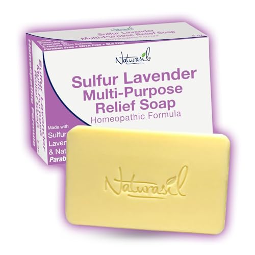 Naturasil Sulfur Lavender Soap Bar Natural Skin Treatment for Acne, Bug Bites, Warts Treatment, Viral Bumps, Nodes & Itching | for Kids & Adults |141 grams