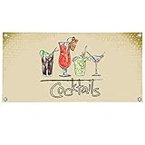 PVC-Banner ✓ Essen & Trinken, Gastronomie ✓ versch. Größen ✓ mit Metallösen ✓ inkl. Spanngummis (75x150 cm, Cocktails)