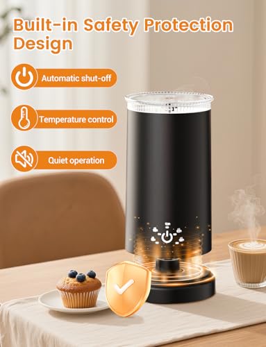 Milchaufschäumer 5-in-1 Elektrisch 600 W mit 350 ml Fassungsvermögen für heißen und kalten Milchschaum Heiße Schokolade Latte Cappuccino Kakao