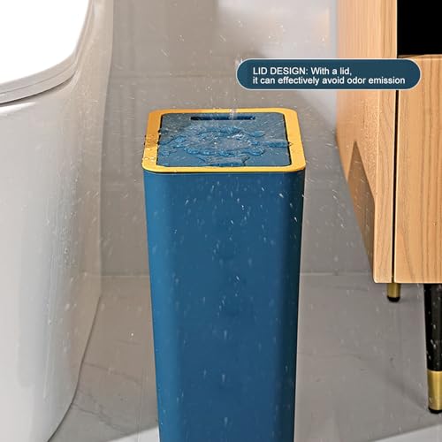 Caneca de basura plástica grande con tapa para interiores miniatura 4