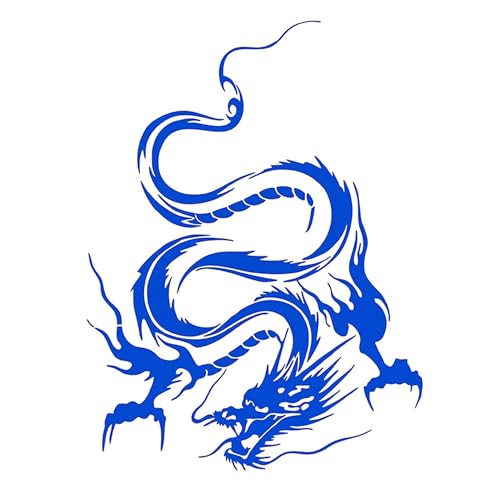 Image of Dragon Graphic Car Hood Sticker Self-Adhesive Vinyl Graphics Decals 19.69'' x 14.57'', Blue