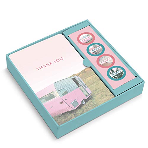 Image of Studio Oh! Closer Look Blank Thank You Cards Set with Envelopes & Stickers, 12 Assorted Note Cards (4 Designs), 4.5 x 5.5 Inch, 260 GSM Thick Paper, Decorative Stationery Set for Gifts, All Occasions