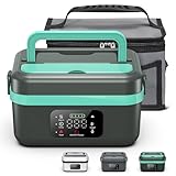 Cordless Electric Heated Lunch Box for Men Adults Women, Rechargeable Battery Powered with Automatic Self Heating, Portable Food Warmer Lunch Box for Work, Including Spoon, Insulated Carry Bag