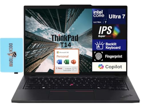 Image of Lenovo ThinkPad T14 Business Laptop 14.0 inch WUXGA (Intel Ultra 7-255U, 64GB DDR5, 2TB PCIe SSD, Intel Graphics, Win 11 Pro) w /MS 365 Personal, DKZ USB Port Expander