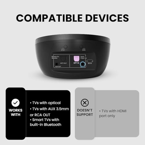 Avantree Medley Air - Wireless Earbuds for TV Listening with Clear Dialogue, Open-Ear Design for Surrounding Awareness, Bluetooth Transmitter & Headphones Charging Dock 2 in 1, Soundbar Passthrough - Image 4