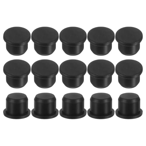 Image of uxcell 15Pcs Silicone Hole Plug, Waterproof Solid T-Shaped Rubber Stoppers Bottle Seal Tube Pipe Plug End Cap for 13.5mm /0.53 inch Hole for Bathtub Bottle, 0.39 inch Plug Height, Black