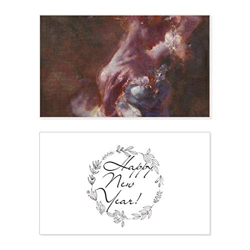 Tarjeta conmemorativa de Año Nuevo Wet Rouge Beauty XJJ con pintura al óleo elegante
