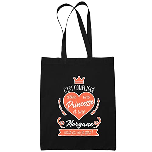 Planetee Sac Tote Bag Morgane La Princesse | Sac caban en toile coton idée cadeau prénom anniversaire