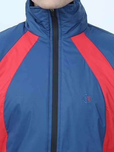 Image of VROJASS Men VROJASS Jackets for Men Stylish Puffer Winter Jacket For Men Standard Length Jacket Man Full Sleeves Bomber Jackets for Man Blue With Red Solid Jacket