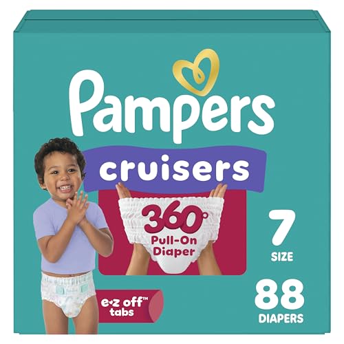 Pampers Diapers - Cruisers 360 - Size 7, 88 Count, Babyproof up to 100% Leakproof Pull-On Diaper