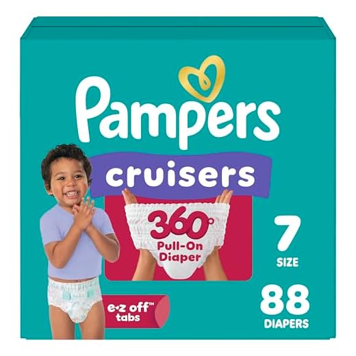 Diapers Size 7, 88 Count - Pampers Pull On Cruisers 360° Fit Disposable Baby Diapers with Stretchy Waistband, (Packaging & Prints May Vary)