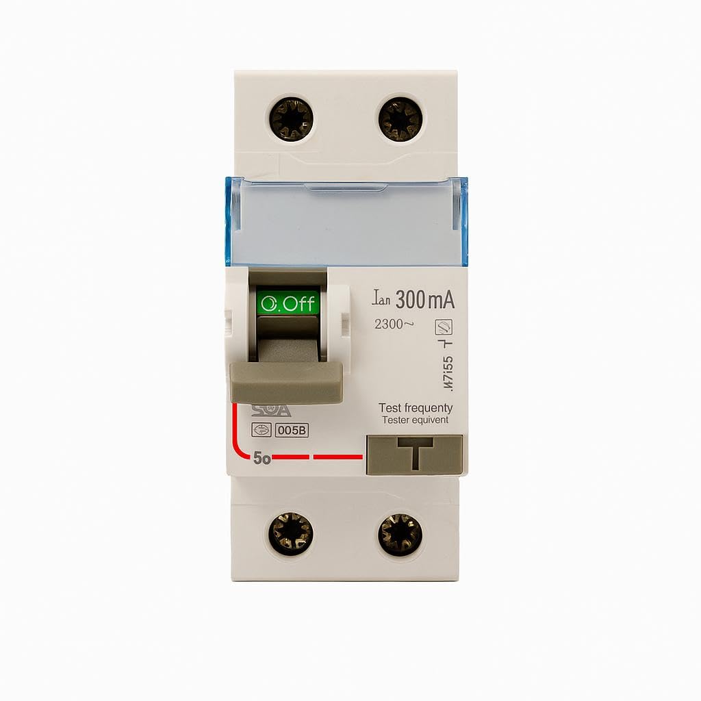 Interruptor Diferencial 300mA 63a, 230V, 2 Polos, RCCB, Protección Eléctrica con Botón de Prueba, Protección Sobrecorriente y Fugas.