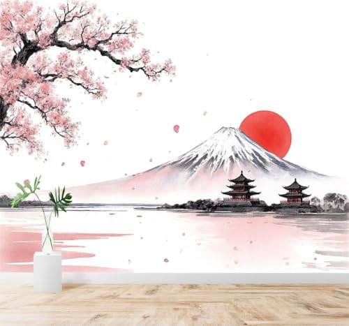 Papier peint 3D soie texturée premium décor soleil rouge