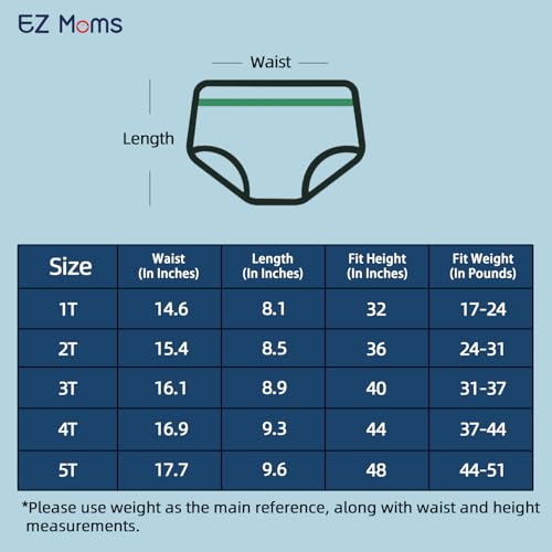 EZ Moms 8 Packs Reusable Training Underwear For Boys 3T High Waist Boys Underwear 100% Cotton Potty Training Underwear Toddler Soft Toddler Underwear Boys 3T Toddler Training Underwear Training Pants