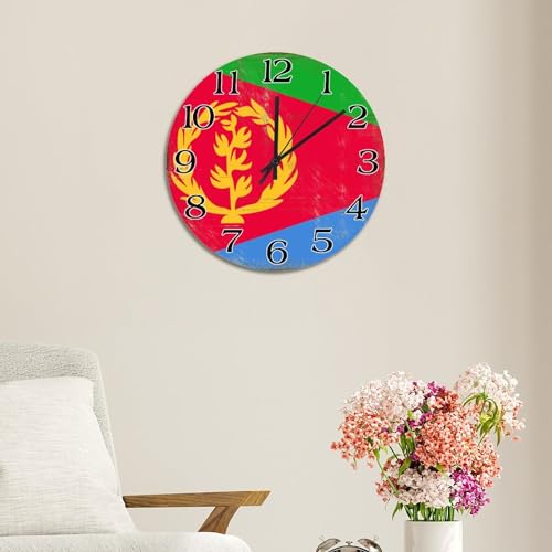 Horloge murale Érythrée décorative ronde de 25,4 cm pour maison - 6