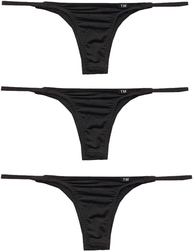 Men's Low Rise Traceless Thong Soft Ice Silk Bikini Panties